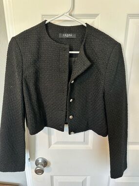 Caara Black Cropped Collarless Jacket - never worn